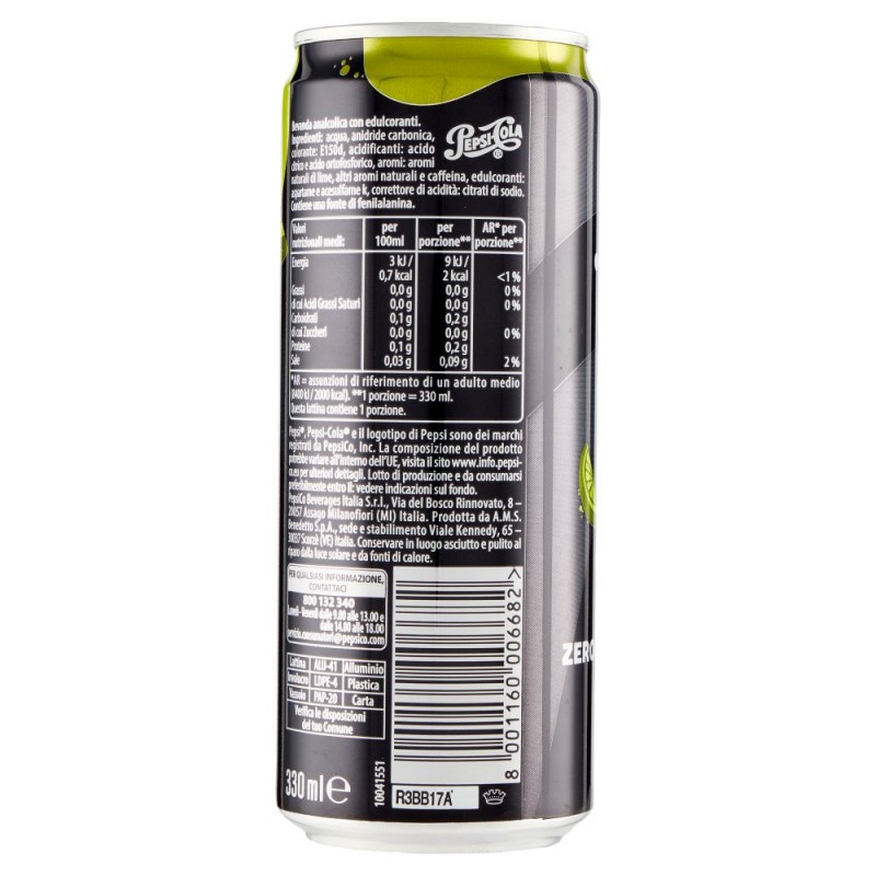 Pepsi Cola Zero Lime Lattina 33cl PEPSI