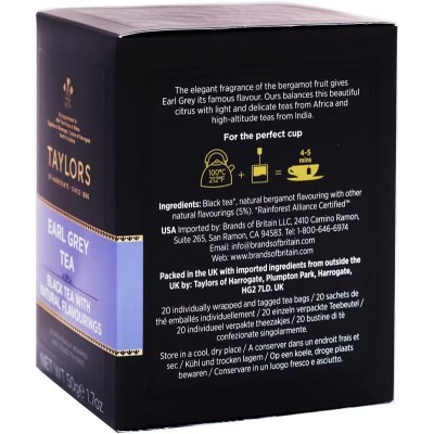 Tè Nero Earl Grey Bergamotto 2,5 g x 20 bustine TAYLORS OF HARROGATE