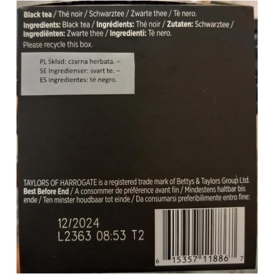 Tè Nero English Breakfast 2,5 g X 20 bustine TAYLORS OF HARROGATE