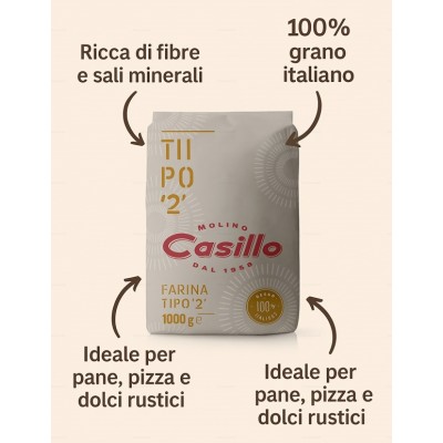 Farina Tipo "2" Grano 100 % Italiano 1 kg MOLINO CASILLO