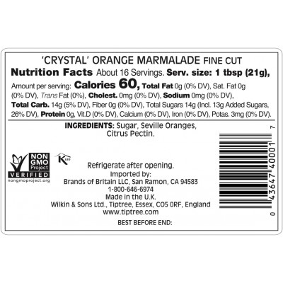Marmellata Crystal Orange 340 g WILKIN & SONS