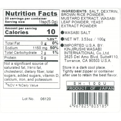 Condimento di Sale Giapponese al Wasabi Salt 100 g KINJIRUSHI