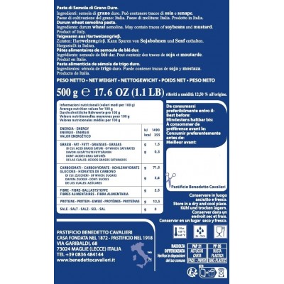 Tubettini Rigati 500 g PASTIFICIO BENEDETTO CAVALIERI