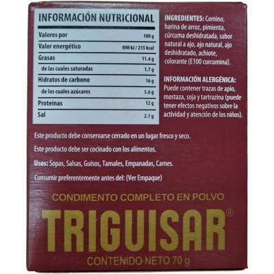 Condimento Colombiano Triguisar 70 g TRIGUISAR DE COLOMBIA