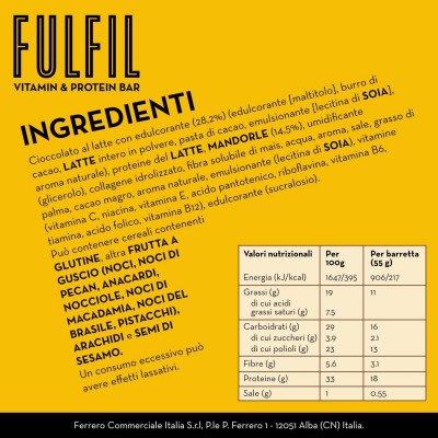 Barretta Cioccolato Al Latte e Mandorle 15 X 55 g FULFIL