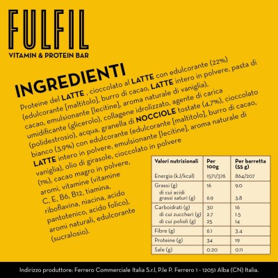 Barretta Cioccolato e Nocciola 15 X 55 g FULFIL